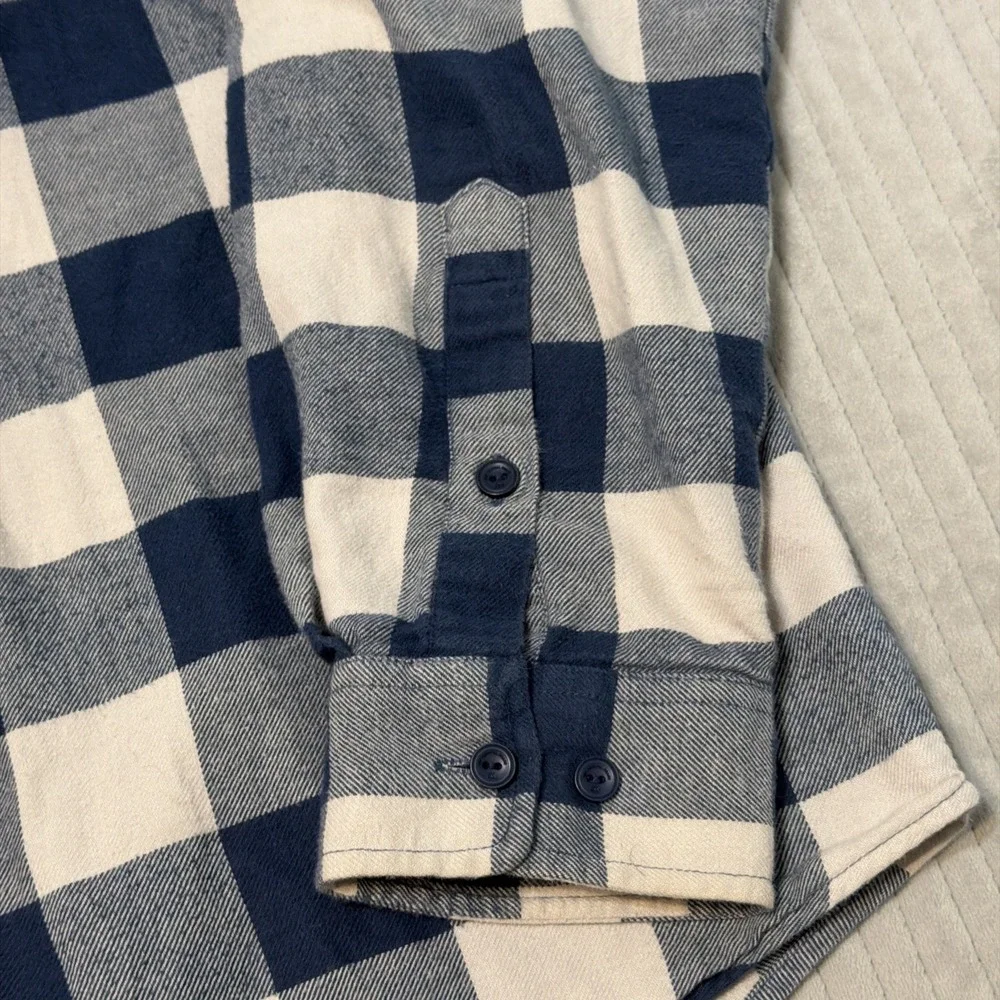 The Normal Brand Shirt Blue Plaid Long Sleeve Button Up Pocket Flannel Men's XL